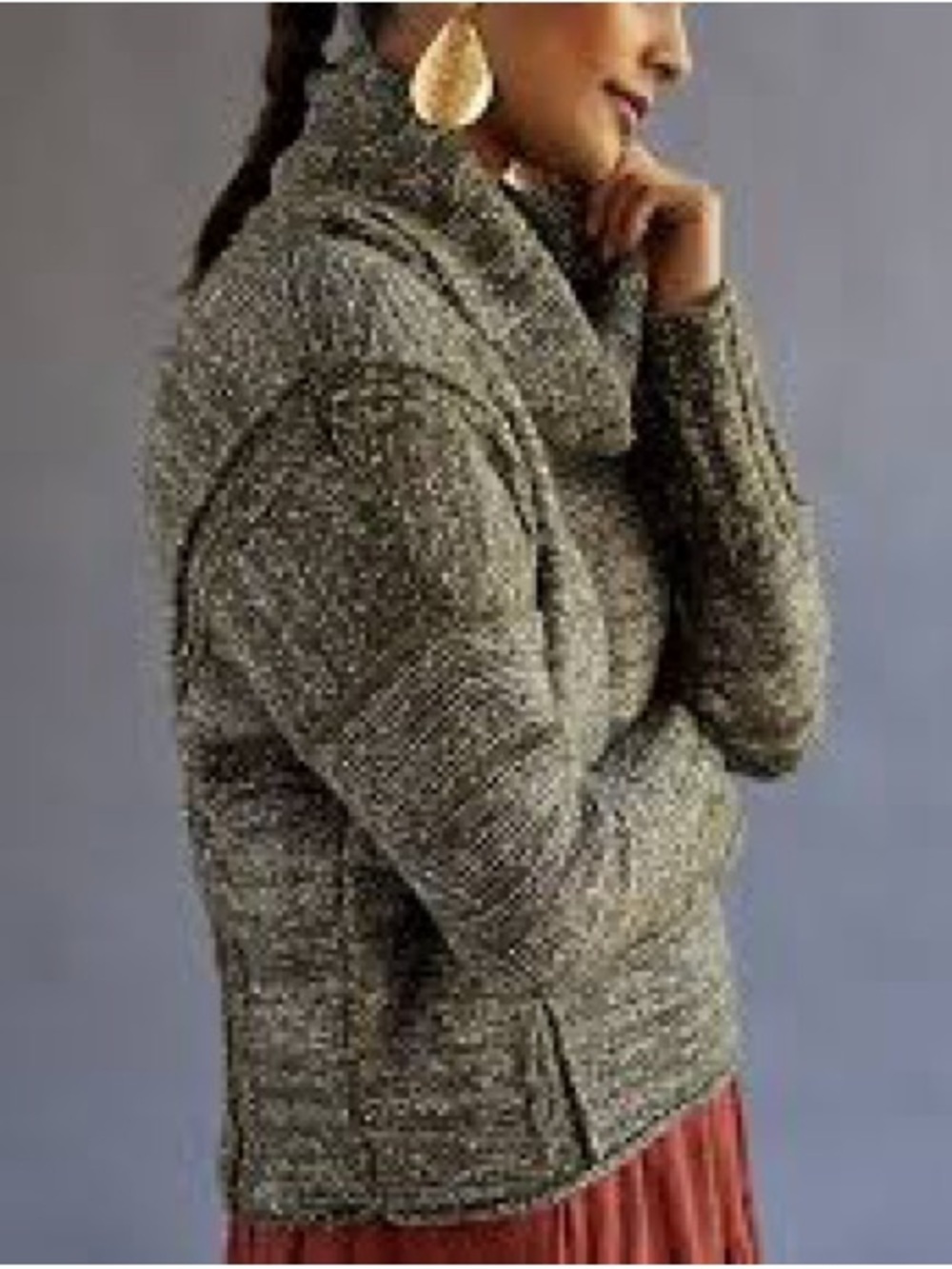 Anthropologie Pilcro Small Petite Speckled Cowl Neck Sweater Boho Chunky Knit